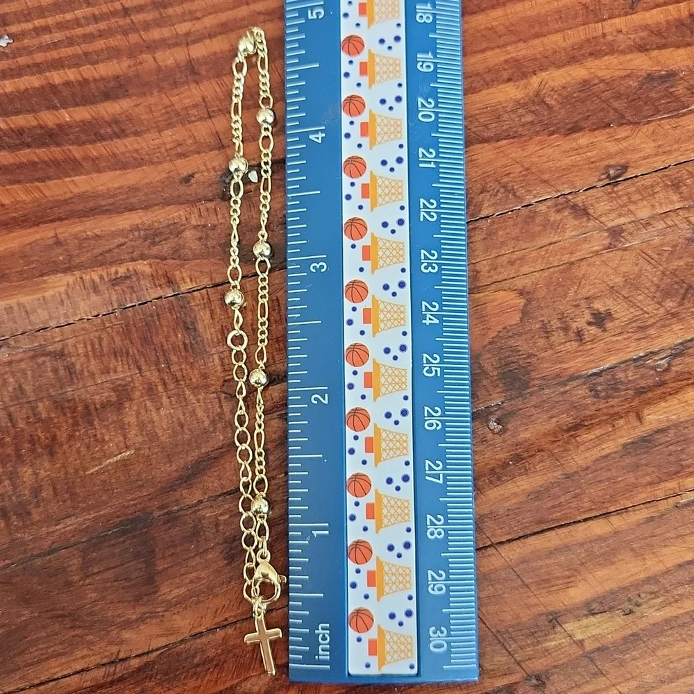 Gold Cross Bracelet โ Gold Tone โ Brand New in box โ Risamil Dainty Gold Cross โ - Picture 2 of 8